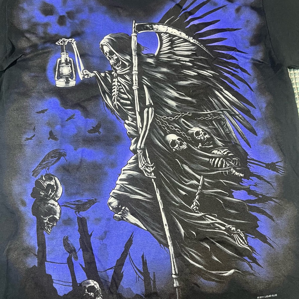 Liquid Blue Black Skull Reaper Men’s Sz M New - Picture 2 of 6